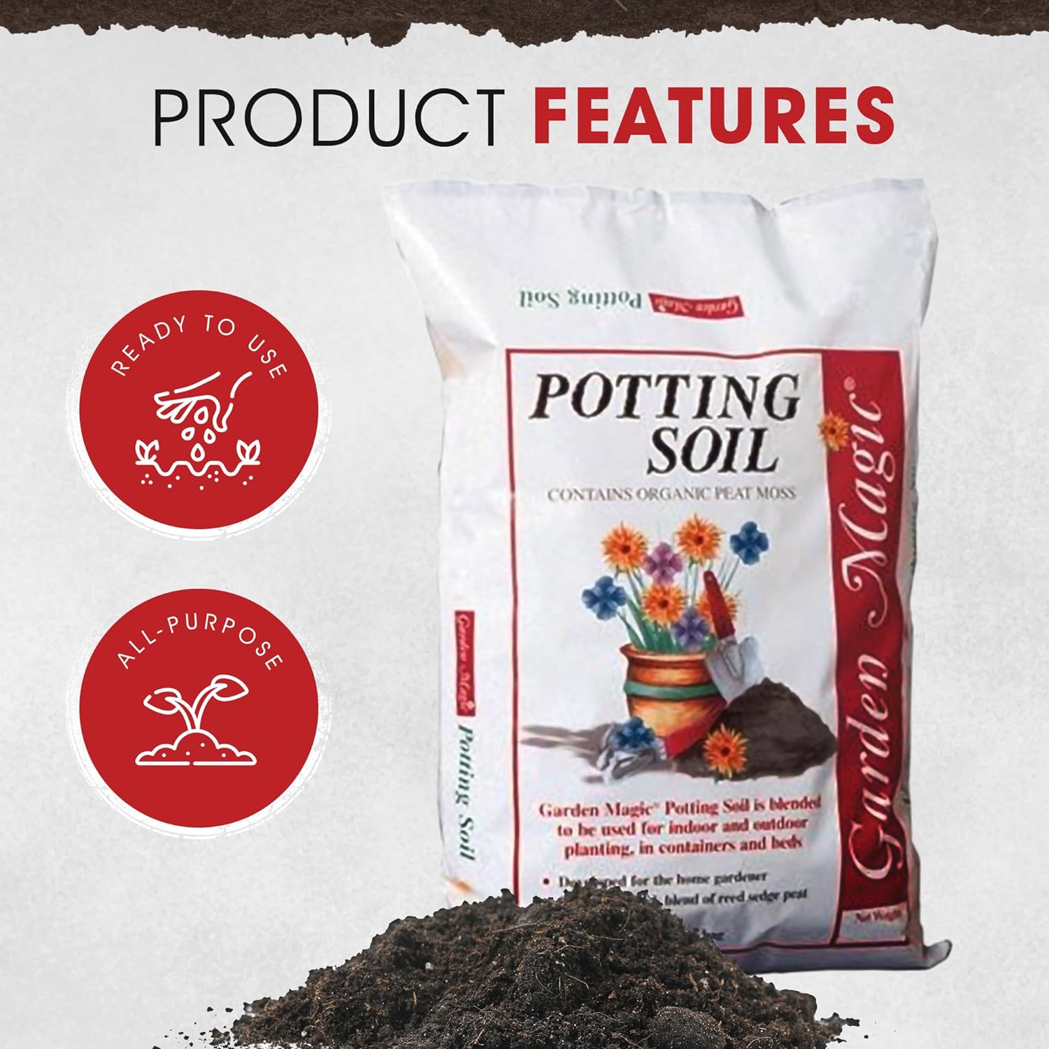Michigan Peat General Purpose Potting Soil Mix for Indoor Outdoor Planter Container Plant Flower Gardening, 20 Pound Bag (6 Pack)