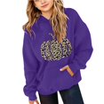 thumbnail image 4 of YunPes Girls Oversized Hoodie Leopard Pumpkin Graphic Sweatshirt Teen Kids Trendy Casual Pullover Top Halloween Party & Spring Fall Daily Wear, 4 of 6