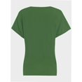 thumbnail image 2 of Women's V Neck T Shirts Casual Rolled Short Sleeve Side Split Summer Tops Loose Fit, 2 of 5