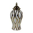 thumbnail image 1 of Jarrón de jengibre de porcelana, jarrón de jengibre de cerámica con tapa, decoración artesanal de porcelana Oro blanco medio, 1 of 9