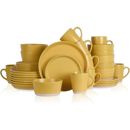 

GUVSOETS 32 Piece Stoneware Round Dinnerware Set Service for 8 White Speckled Especially in a fashionable snow white. This classic dinnerware set makes a statement at the table.