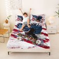 thumbnail image 3 of Manfei Floral Eagle Flag Bed Sheets, Patriotic Flower Full Size Sheets, Red White Blue, Gray Reversible 4 Pieces (1 Flat Sheet, 1 Fitted Sheet and 2 Pillowcases), 3 of 6