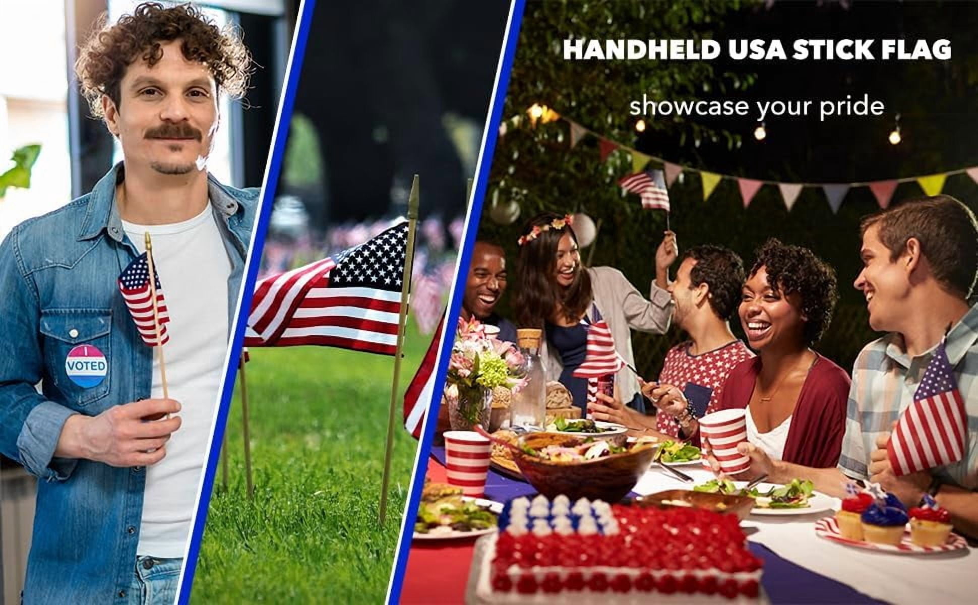 GIFTEXPRESS Pack of 24, Proudly MADE IN USA 8 x 12 Inch Spearhead Handheld American Stick Flags on 24" Stick /Grave marker American Flags/USA Stick Flag (24)