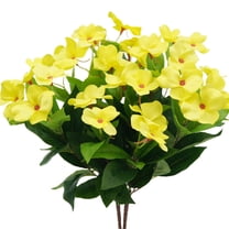 Topboutique Artificial Impatiens Flowers for Outdoors 4 Pcs 7 Branches Silk Flowers Greenery Bouquet Faux Yellow Flowers Plants Fake Plant for Planter Front Door Porch Patio Table Indoor Decor