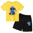 thumbnail image 3 of Conjunto de 2 camisetas y pantalones cortos de Disney Stitch para niños de 2 a 12 años, ropa informal de verano de manga corta con estampado de anime para niños, 3 of 5