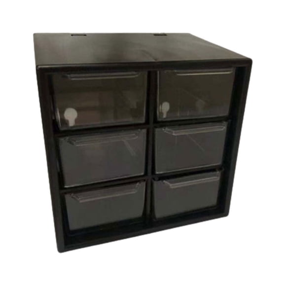 Inteprter Excelentes materiales de plástico: caja de almacenamiento de escritorio ecológica con cajones transparentes con múltiples Carpetas de archivos negro Cuadrícula de seis palacios