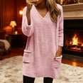 thumbnail image 2 of hotojiny Womens Oversized Sherpa Pullover with Pockets Fall Winter Warm Fuzzy Fleece Sweatshirt Thermal V Neck Fluffy Tops, 2 of 7