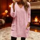 thumbnail image 1 of Craaazy Women's Solid Color V Neck Lightweight Fuzzy Long Sleeve Tops Gifts, 1 of 9