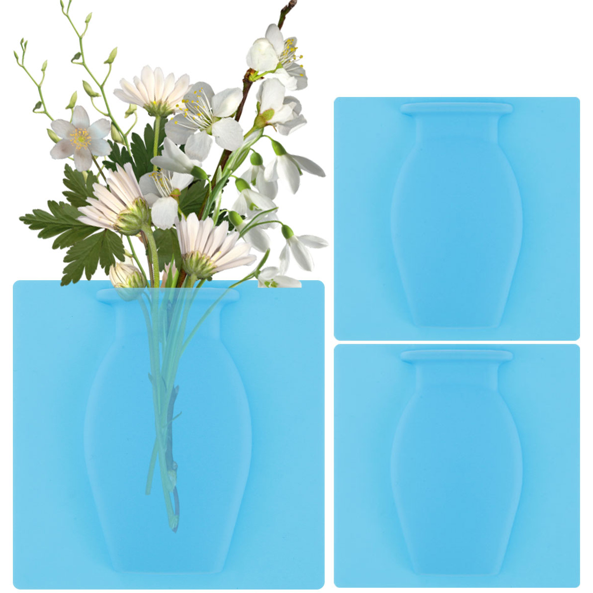 SchSin Silicone Flower Vase Removable WallMounted Flowers Vase