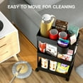 thumbnail image 5 of Slim Storage Cart with Wheels - 3 Tier Bathroom Organizer Rolling Cart for Kitchen, Laundry Room, Narrow Spaces, Black, 5 of 8