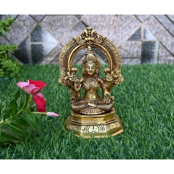 Tensona Brass Goddess Laxmi Lakshmi Idol Statue Murti Decorative Showpiece Home Interior - 15 cms