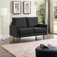 thumbnail image 2 of 57" Black and Dark Brown Velvet Love Seat, 2 of 5