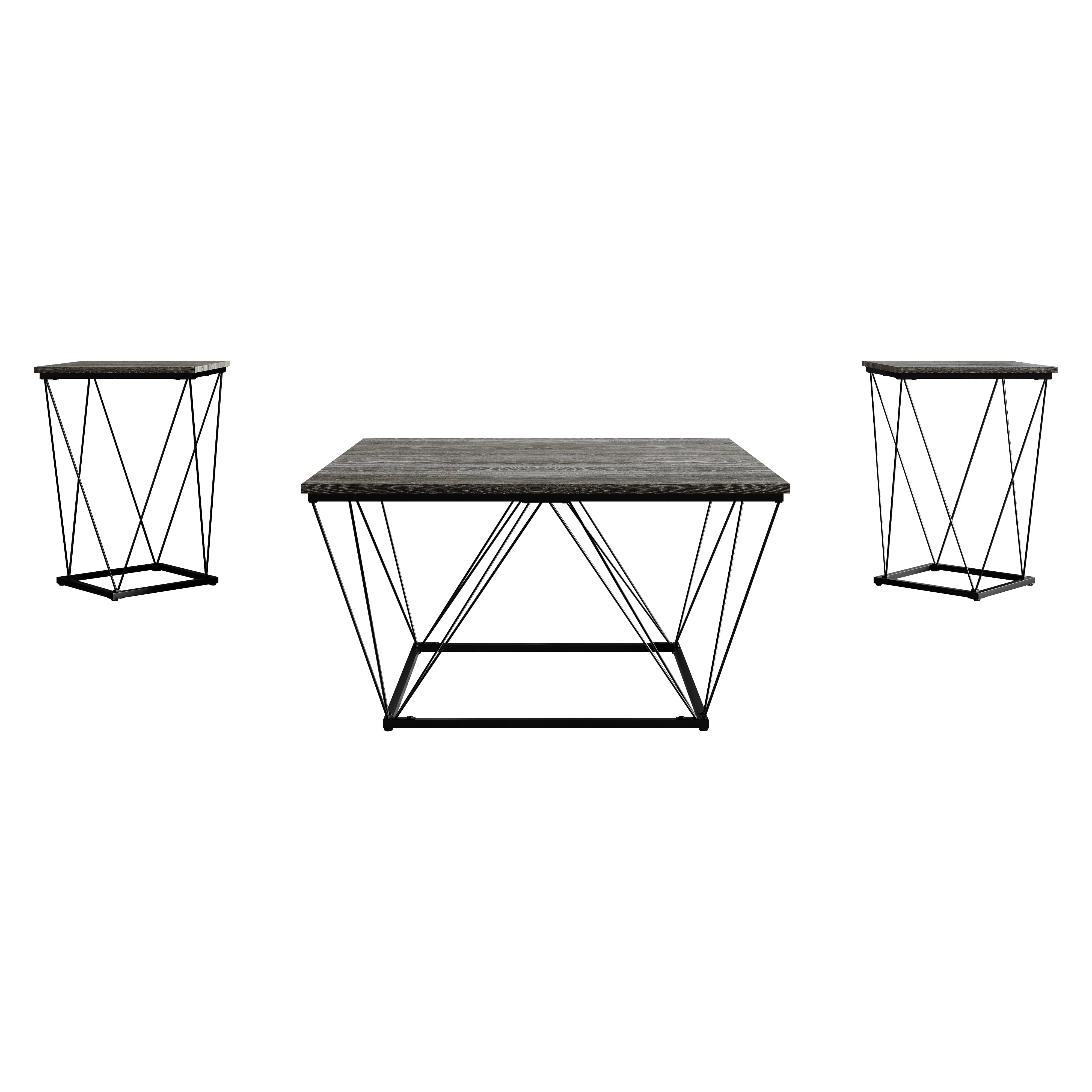 Castle Place Minimalist 3 Piece Coffee Table Set, Dark Grey