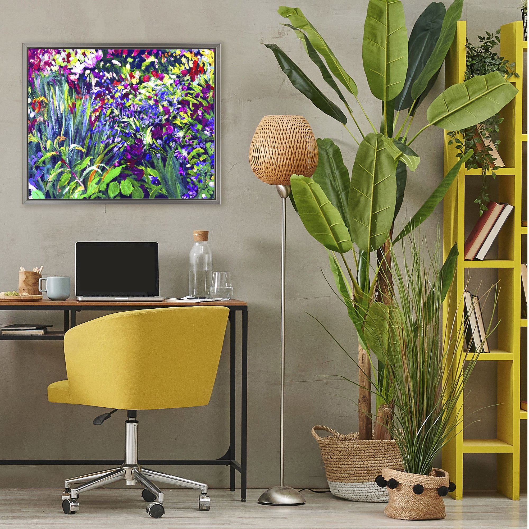 Stupell Industries Vibrant Confetti Garden Gray Framed Floater Canvas Wall Art, design by Lee Ann Zirbes
