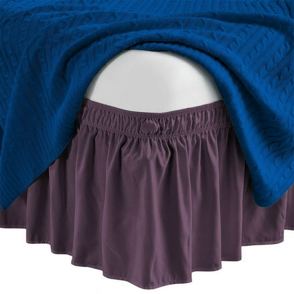 EASTIN Wrap Around Bed Skirt 12” inch Drop Easy Care Microfiber Made Bedskirts (Full-Light Grey)