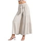 thumbnail image 4 of Pantalones Boho para Mujer INSPIRE CHIC de Día de la Madre, con cintura alta elástica, volantes, estilo palazzo, pierna ancha, color beige, 4 of 5