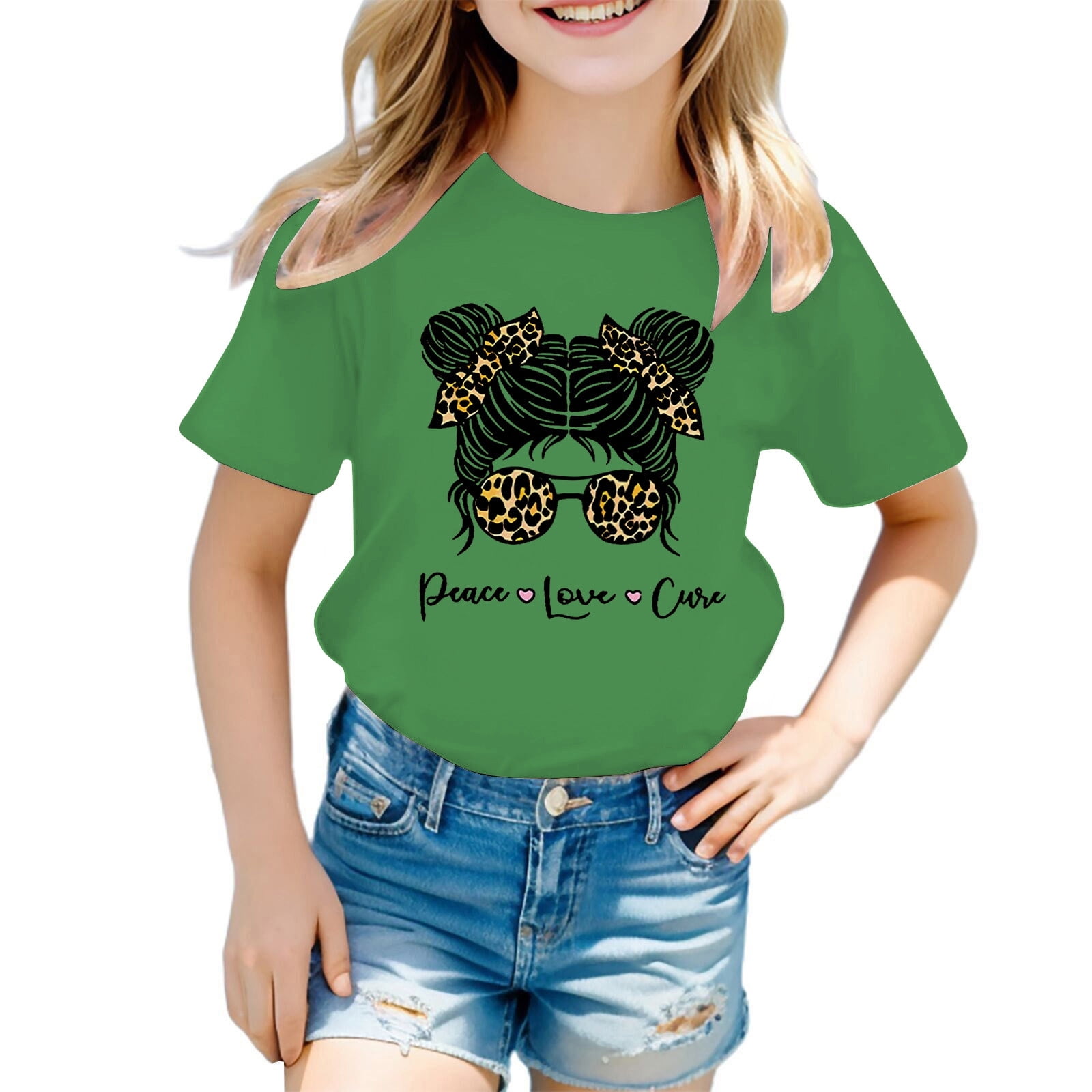 TZEWGL Hauts pour Enfant Impression Graphique Col Rond Manches Courtes Vêtements pour Bébés Taille 7-8T