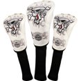 thumbnail image 1 of Leather Skull Head Embroidery Style Golf Club Headcover Set Protector, 1 of 6