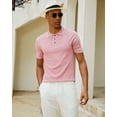 thumbnail image 3 of Kallspin Men's Vintage Knitted Polo Shirt Short Sleeve Solid Collared Golf Shirts with Button(Light Pink,Medium), 3 of 7