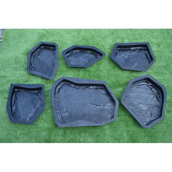 Concrete molds DIY Sold 6 pcs Plastic Moulds Flagstone Casting Concrete Paving Garden Paths Stone Patio Pavers for Garden Walkway #S34