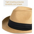 thumbnail image 2 of Fedora Straw Sun Hat for Men Women Foldable Roll Up Short Brim Hat Panama Beach Hat UPF 50+, 2 of 5