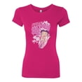 thumbnail image 2 of Wild Bobby Shore Surfer Betty Boop Betty Boop Womens Slim Fit Junior Tee, Raspberry, X-Large, 2 of 5