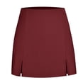 thumbnail image 3 of ClodeEU Women’s Elegant High Waisted Bodycon Mini Skirt with Shorts ,Casual Side Slit Skorts Wine,Womens Plus L, 3 of 5
