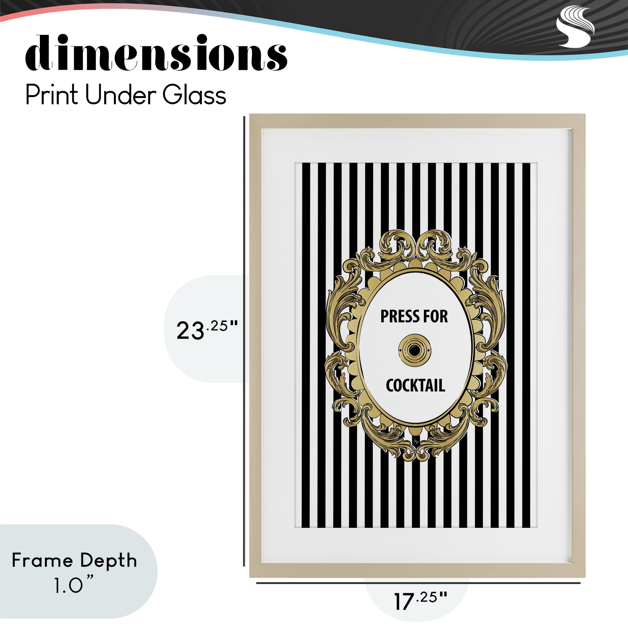 Stupell Industries Press For Cocktail Celebration Birch Framed Print Under Glass, design by Martina Pavlova