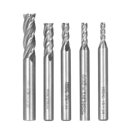 

Kkmoon 5Pcs 4-Flute End Mill Bits Carbide Tungsten Steel Milling Cutter Router Bits Rotary Bits Tool Straight Shank 6Mm-8Mm Double Edged Cutting Engraving Bits