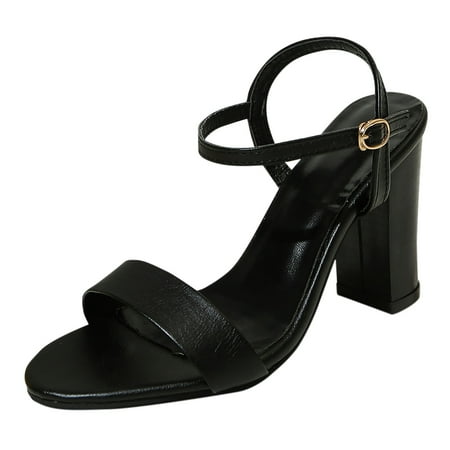 

Larisalt Beach Sandals For Women Women Strappy Sandal Adjustable Flat Sandals with Buckled Ankle Strap Simple Classic Sandals Black