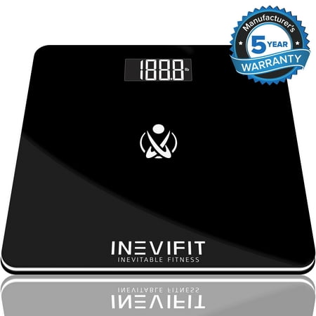 INEVIFIT BATHROOM SCALE, Highly Accurate Digital Bathroom Body Scale, Measures Weight for Multiple Users. Includes a 5-Year