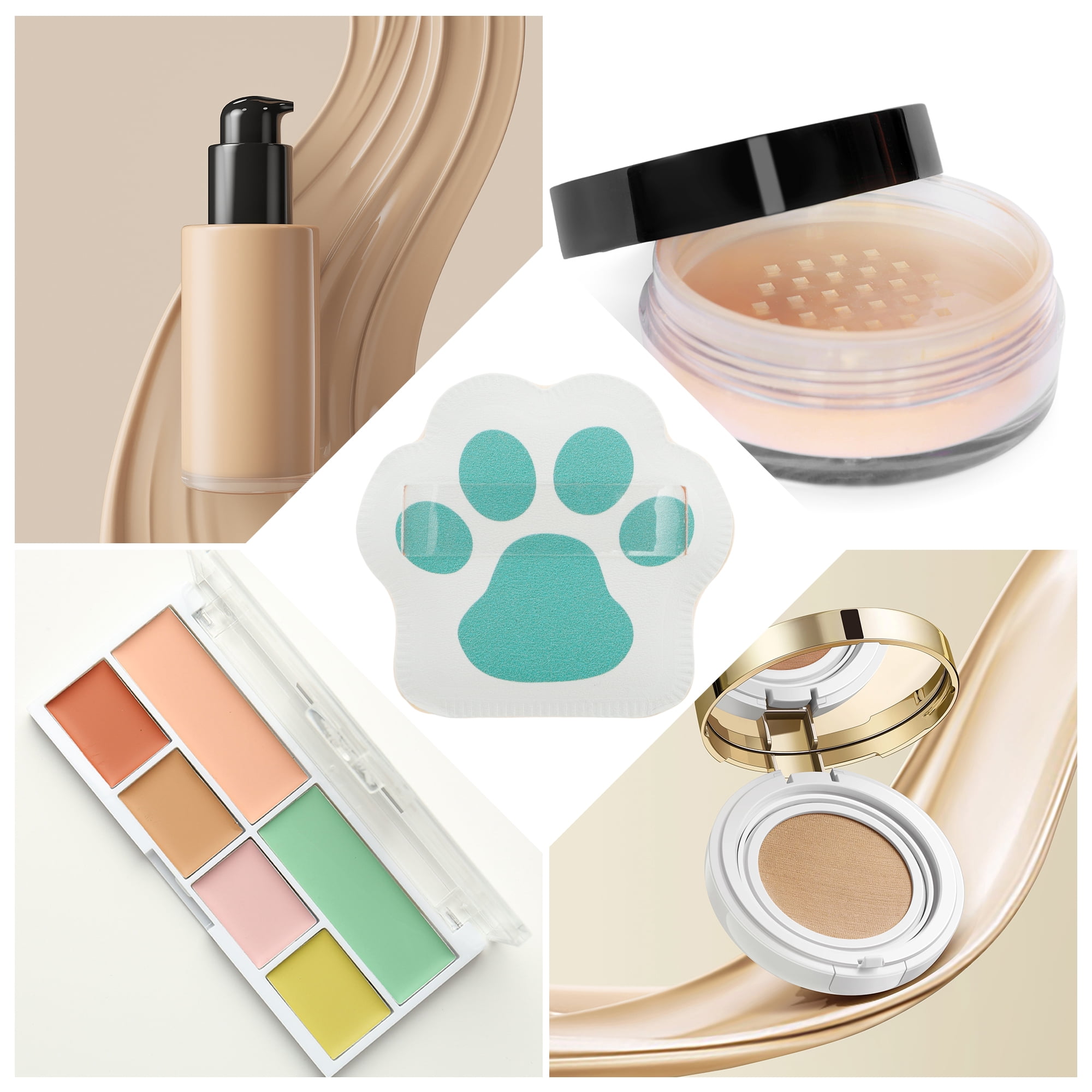 Unique Bargains 1 Pc Cat Paw Shaped Puff for Travel Makeup Application Green