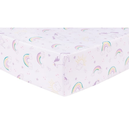 UPC: 0846216058790 | Trend Lab Unicorn Rainbow Multicolor Deluxe Cotton Flannel Fitted Crib Sheet Infant Girl