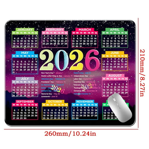 2026 Calendar Mouse Pad, Large Extended Desk Mat with Non-Slip Rubber Base for Office and Gaming, Enhanced Precision for Optical and Wireless Mice, Waterproof Computer Mousepad for Home and Work