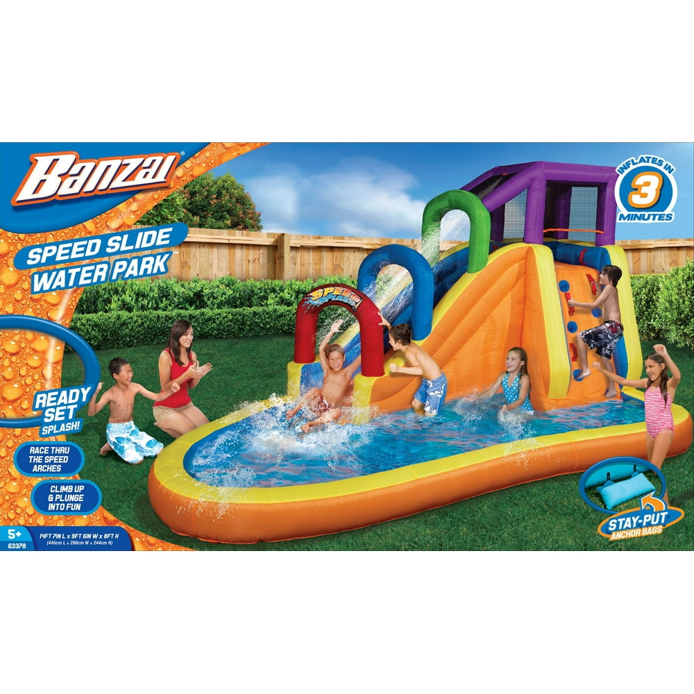 banzai spring and summer toys grand slam baseball water slide