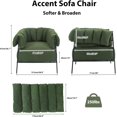 thumbnail image 2 of Modern Arm Chair Soft Corduroy Upholstered Comfy Reading Accent Chair with Sturdy Metal Frame,Removable and Washable Cover, Green, 2 of 7