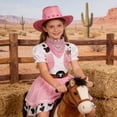 thumbnail image 5 of Girls Pink Cowgirl Dress Set With Vest, Skirt, Hat & Belt - Western Outfit For Halloween Party, Play & Dress Up, 5 of 9