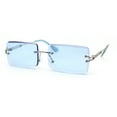 thumbnail image 3 of Luxe 90s Full Rimless Bevelled Oceanic Lens Square Sunglasses Silver Blue, 3 of 4