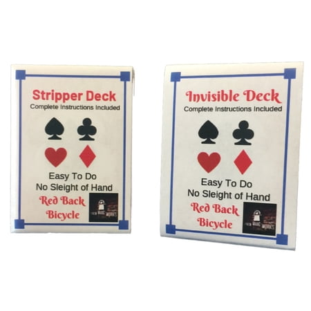 London Magic Works Red Back Stripper Deck, Invisible Deck, with over 125 Tricks Combo (2 Decks)