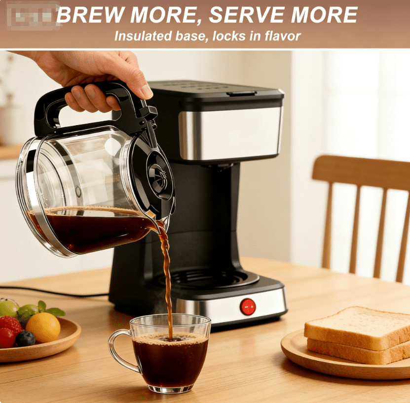 LapEasy Drip Coffee Maker, 1.8L/15 Cups, Fast Brew, Removable Washable Filter, Anti-Drip, Black