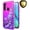 Pink/Purple, variant on Samsung Galaxy A21 Phone Case, with [Tempered Glass Protector Included] Liquid Floating Glitter Quicksand Bling with Spot Diamond Cover - Green/Red