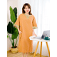 thumbnail image 4 of Vestido de cuello en V de manga corta retro de doble cara teñido en hilo de estilo nacional de verano para mujer falda teñida en hilo de longitud media Vestido de casa de algodón que se puede usar al, 4 of 6