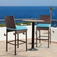 thumbnail image 7 of Outdoor Bar Stools Set of 2 Wicker Counter Height Bar Stools Patio Chairs Bar Height Patio Stools & Bar Chairs with Footrest Armrest Cushion Blue All Weather Rattan for Garden Pool Lawn Backyard, 7 of 7