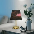 thumbnail image 6 of Modern Minimalist Cone Desk Lamp Antique Bronze Base & Linen Shade Bedside Table Lamp for Bedroom Living Room, Office, Dorm A Pink Daisy Flower Small, 6 of 8
