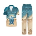 thumbnail image 5 of Yuyamidu Beach Sea Turtle Button Up Pajamas for Women Summer Soft PJ Set Short Sleeve Notch Collar Shirt and Pants Matching Pjs Sets, 5 of 7