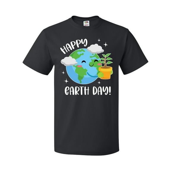 Inktastic Happy Earth Day Cute Smiling Planet Earth with Tree T-Shirt