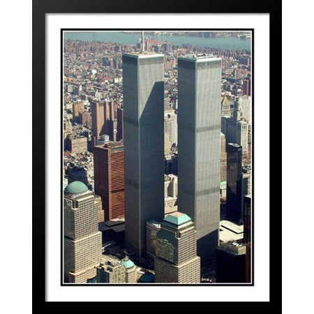 23 Matt - FrameToWall - New York City Twin Towers Skyline Large 20x23 Framed and Double Matted Photo
