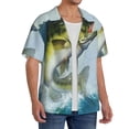 thumbnail image 2 of Gukieu Largemouth Bass jumps out of water Print Men's Short-sleeved Shirts, Button-down Pocket Shirts, T-shirts, Beach Vacation Travel Summer Clothing-Medium, 2 of 5
