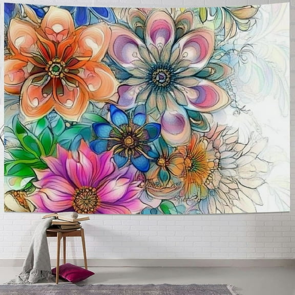Patifu Flowers Tapestry Wall Hanging Unique Style Graphic Tapestries Home Decor for Living Room Bedroom Farmhouse Dorm 40x30inch