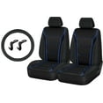 thumbnail image 2 of Auto Drive 5-Piece Car Seat cover kit Carbon Fiber Black with Blue Piping, 2 of 6